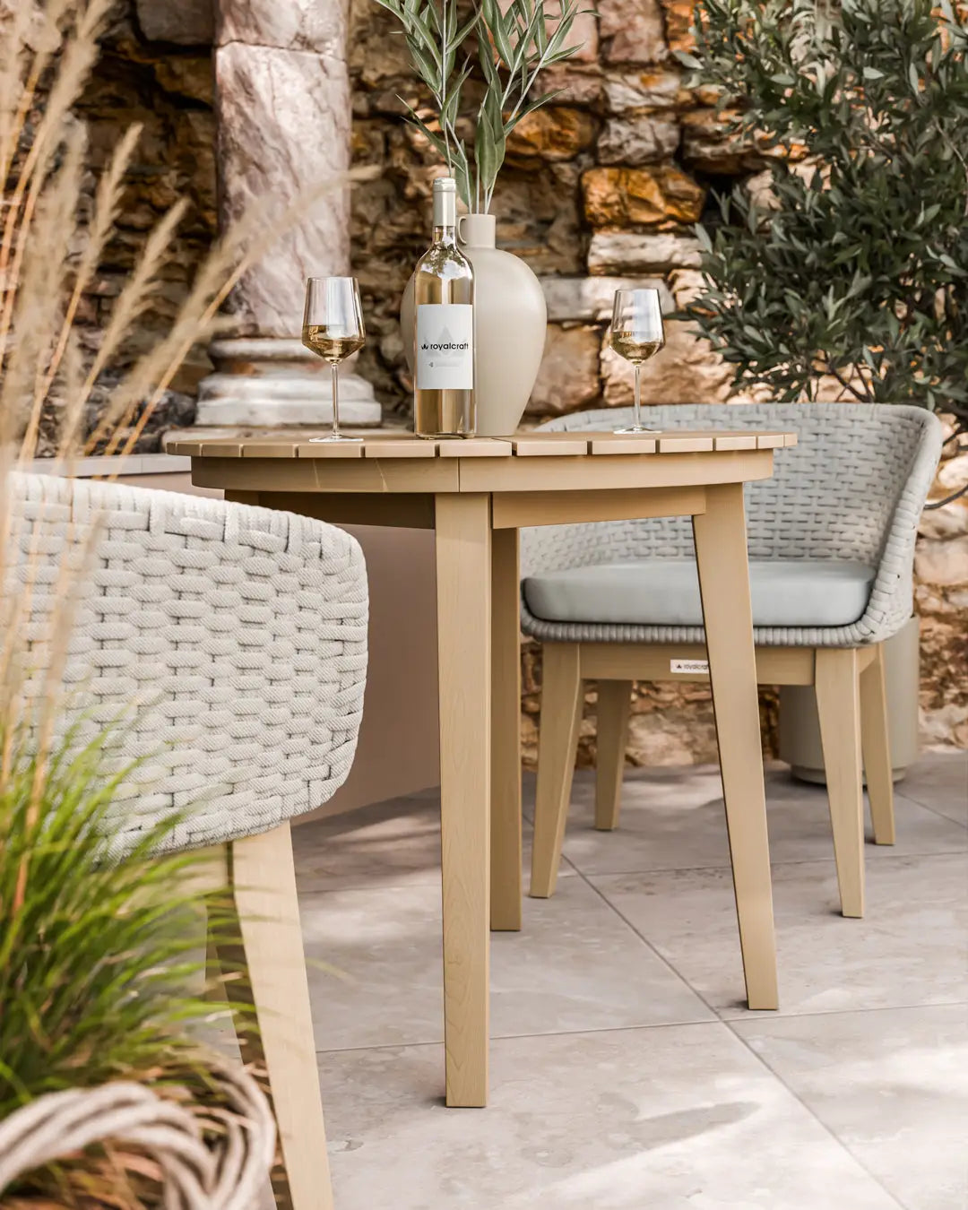 Image of Roma 2 Seater Round Sunray Bistro Set with Eden Dusk Chair