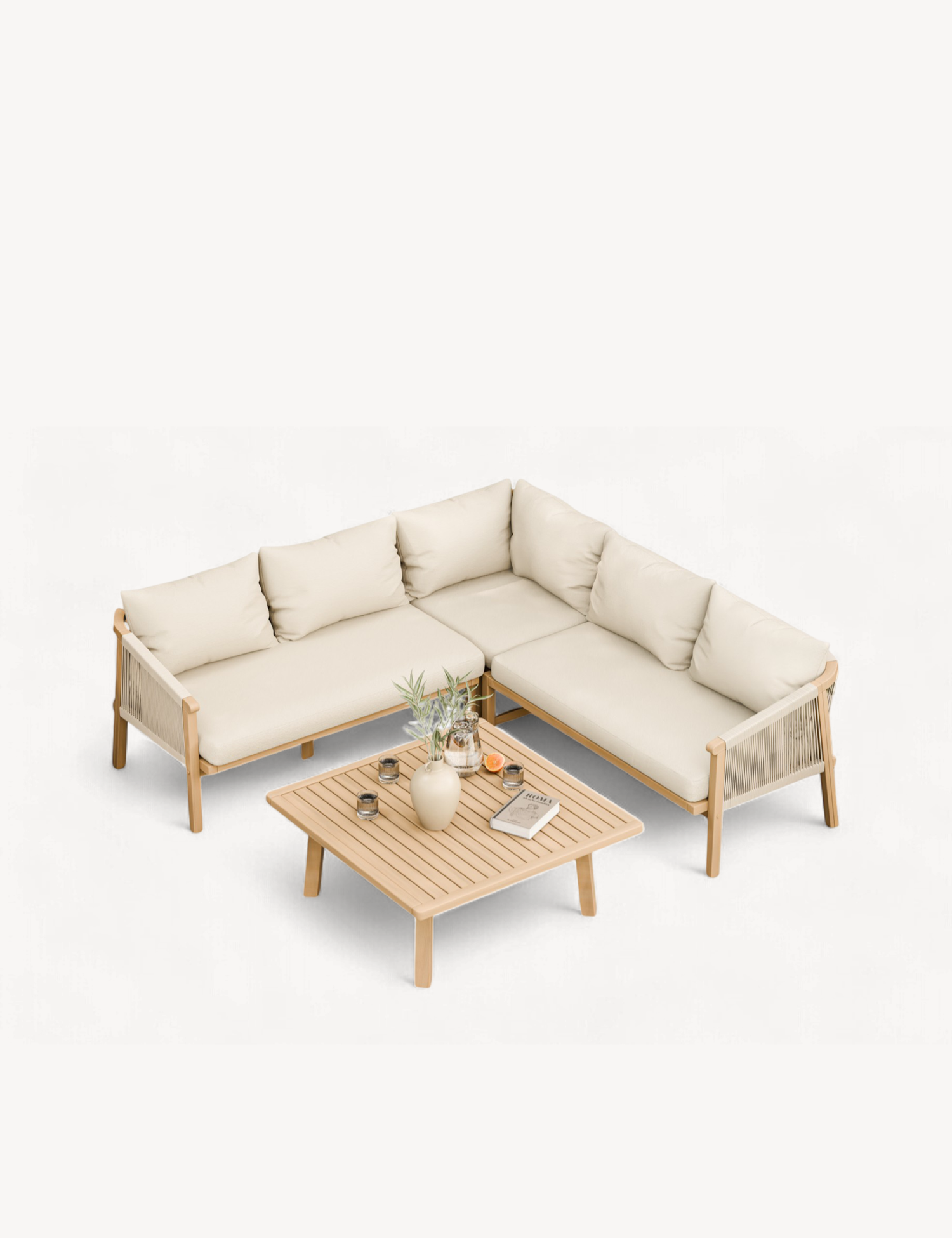 Roma 5 Seater Corner Lounge Set with 90cm Square Coffee Table