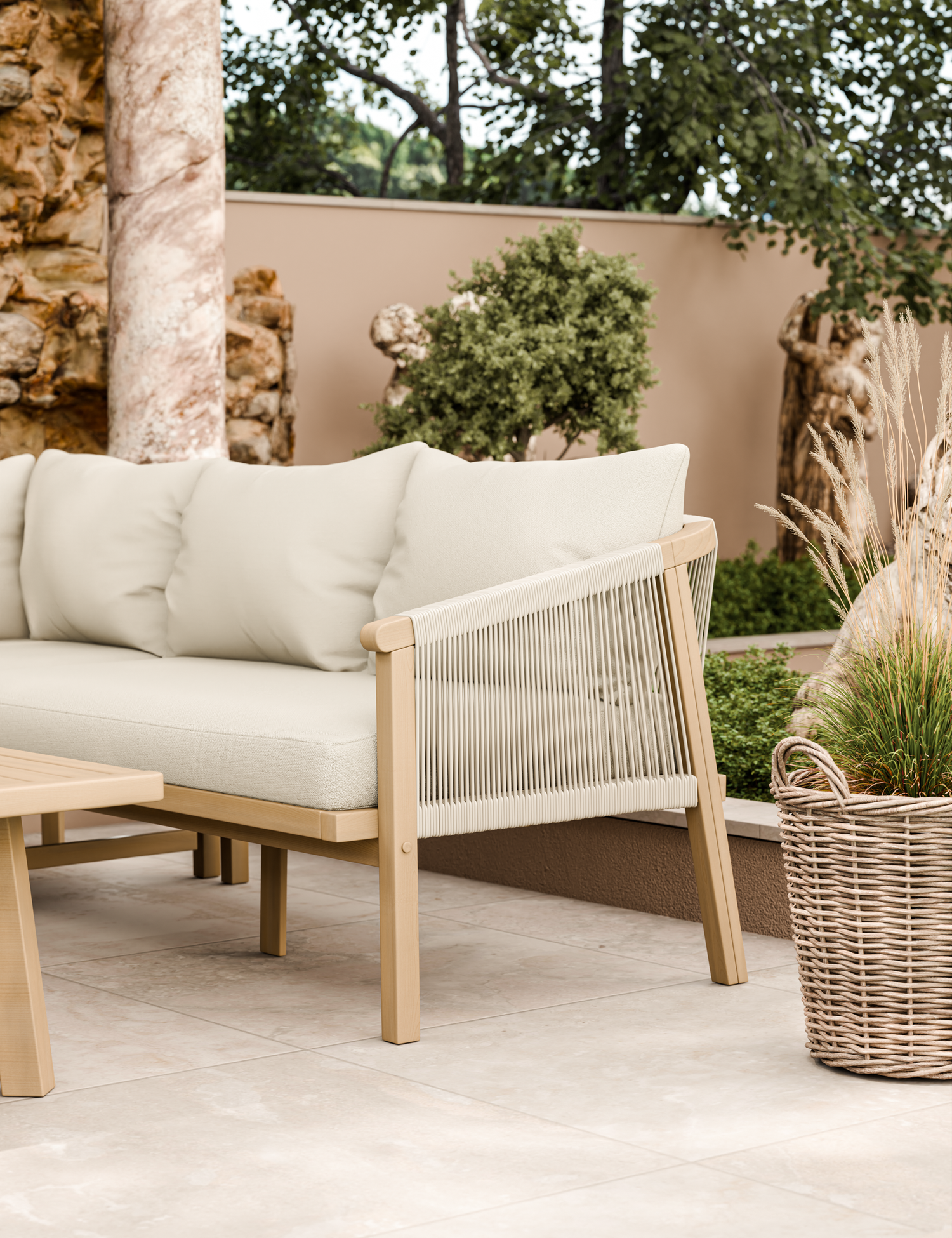 Roma 5 Seater Corner Lounge Set with 90cm Square Coffee Table