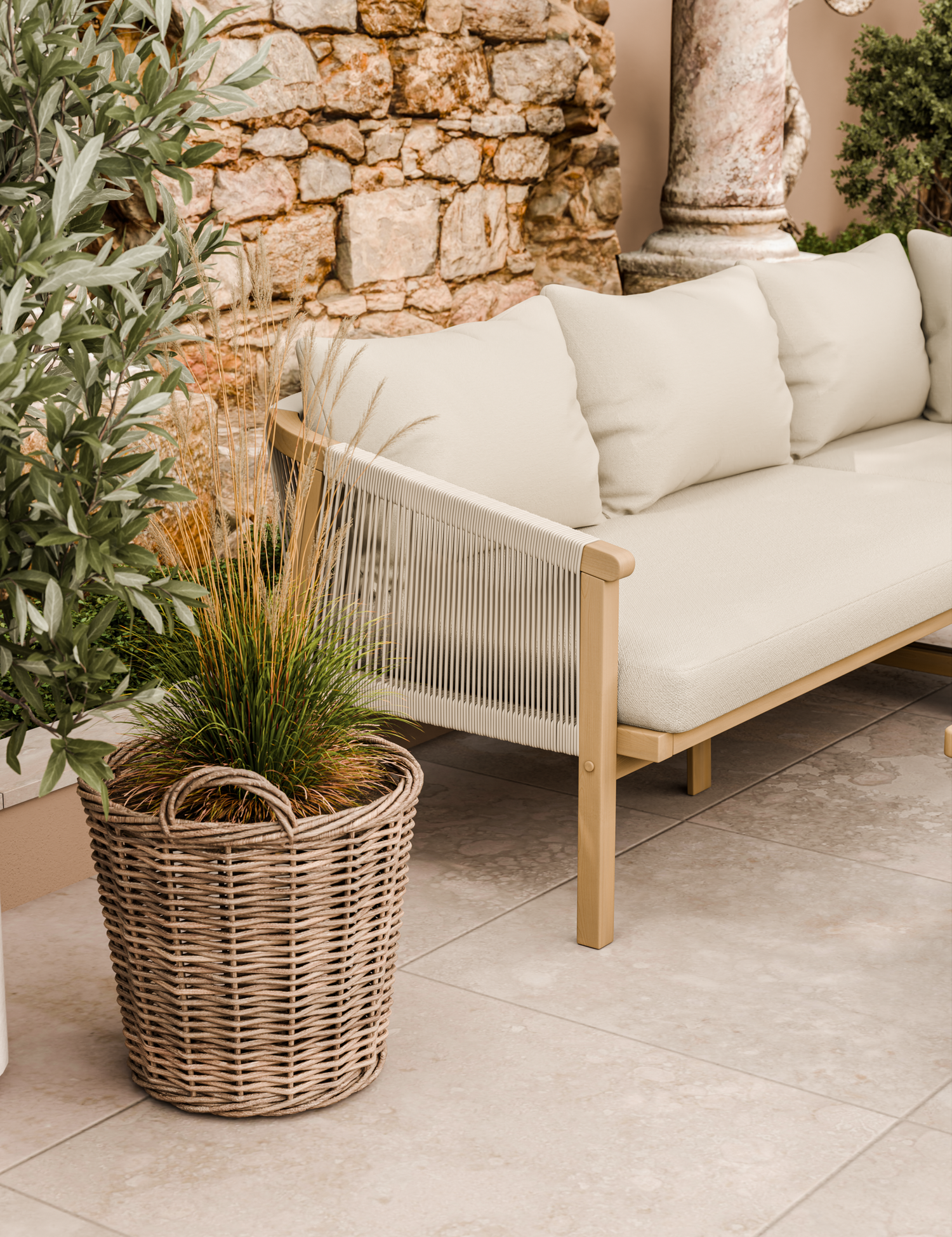 Roma 5 Seater Corner Lounge Set with 90cm Square Coffee Table