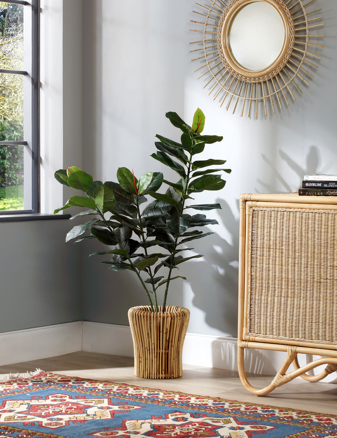 Set of 2 Natural Rattan Plant Baskets