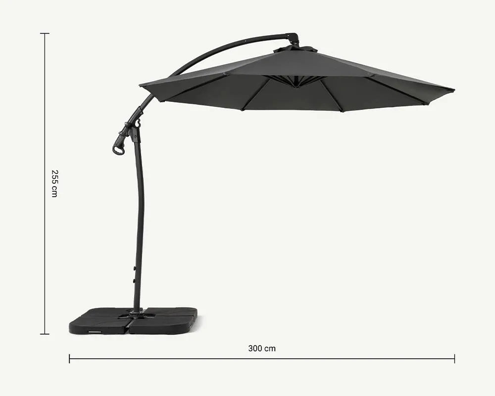 Image of Deluxe Pedal 3M Operated Rotational Cantilever Parasol - Grey