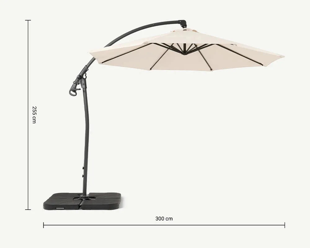 Image of Deluxe Pedal 3M Operated Rotational Cantilever Parasol - Ivory