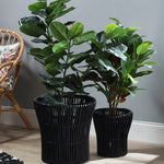 Set of 2 Black Rattan Plant Baskets