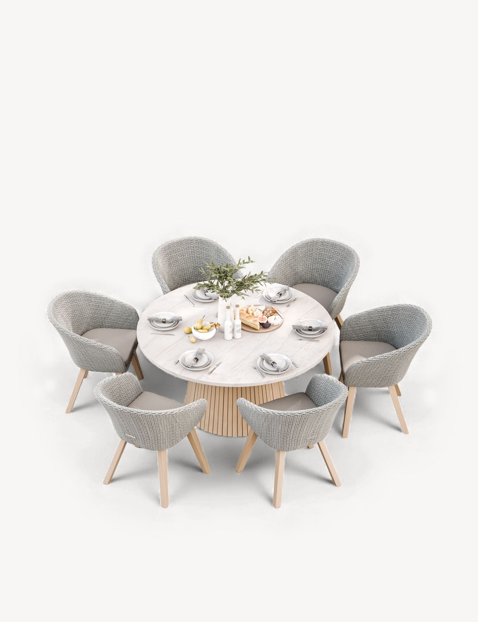 Saturn 6 Seater Round Conical Dining Set with Sol Dining Chairs
