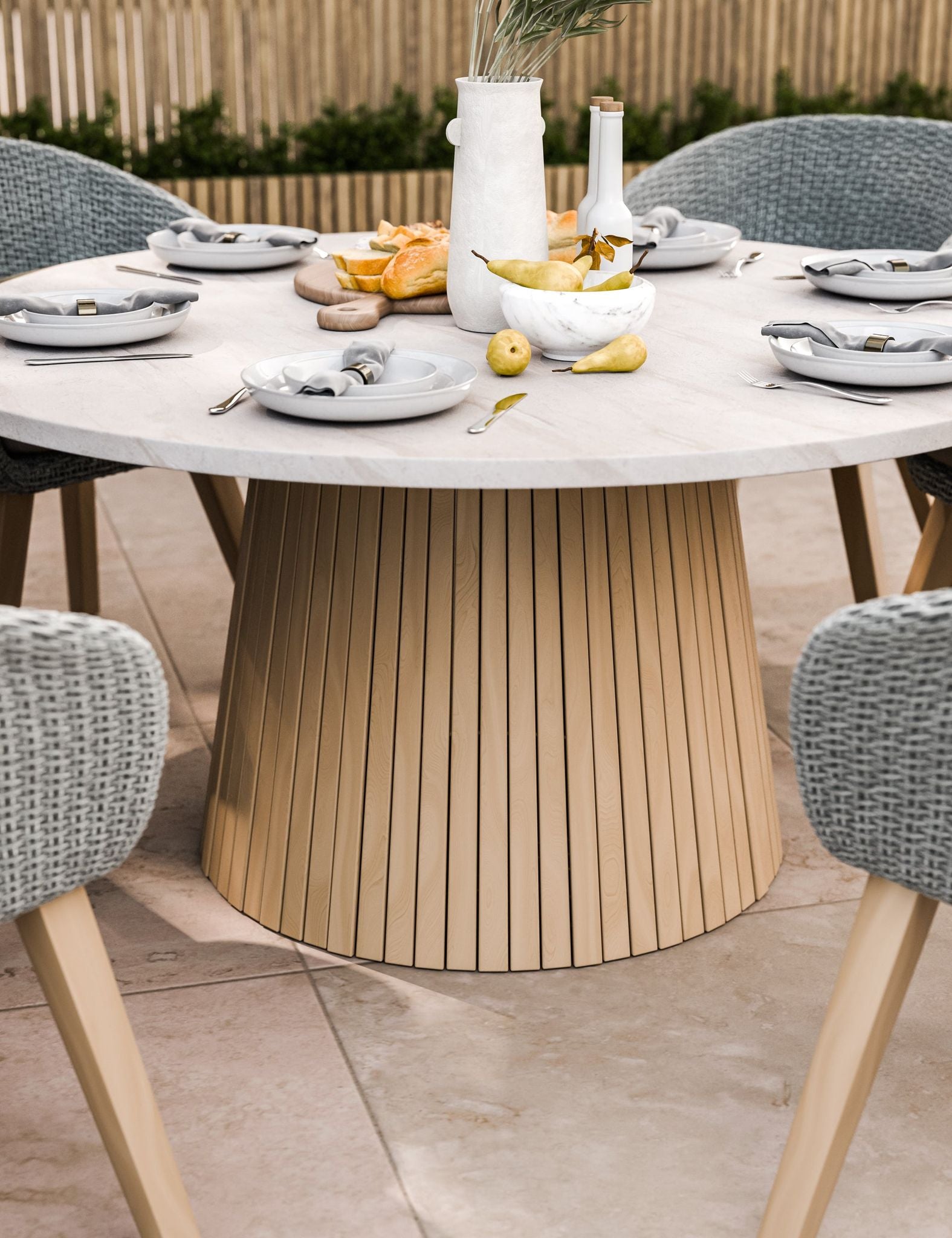 Saturn 6 Seater Round Conical Dining Set with Sol Dining Chairs