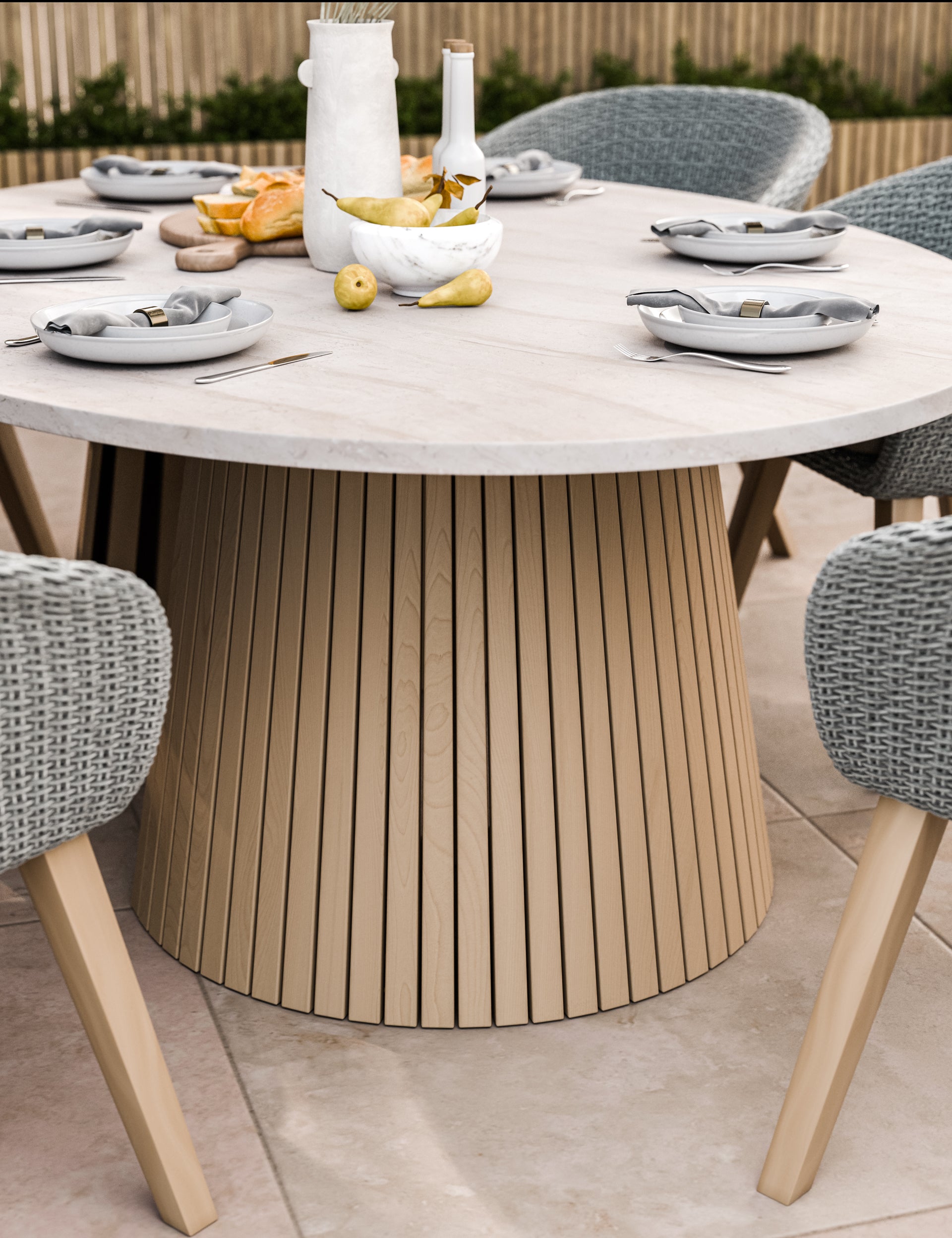 Image of Saturn 6 Seater Ellipse D Conical Dining Set with Sol Dining Chairs