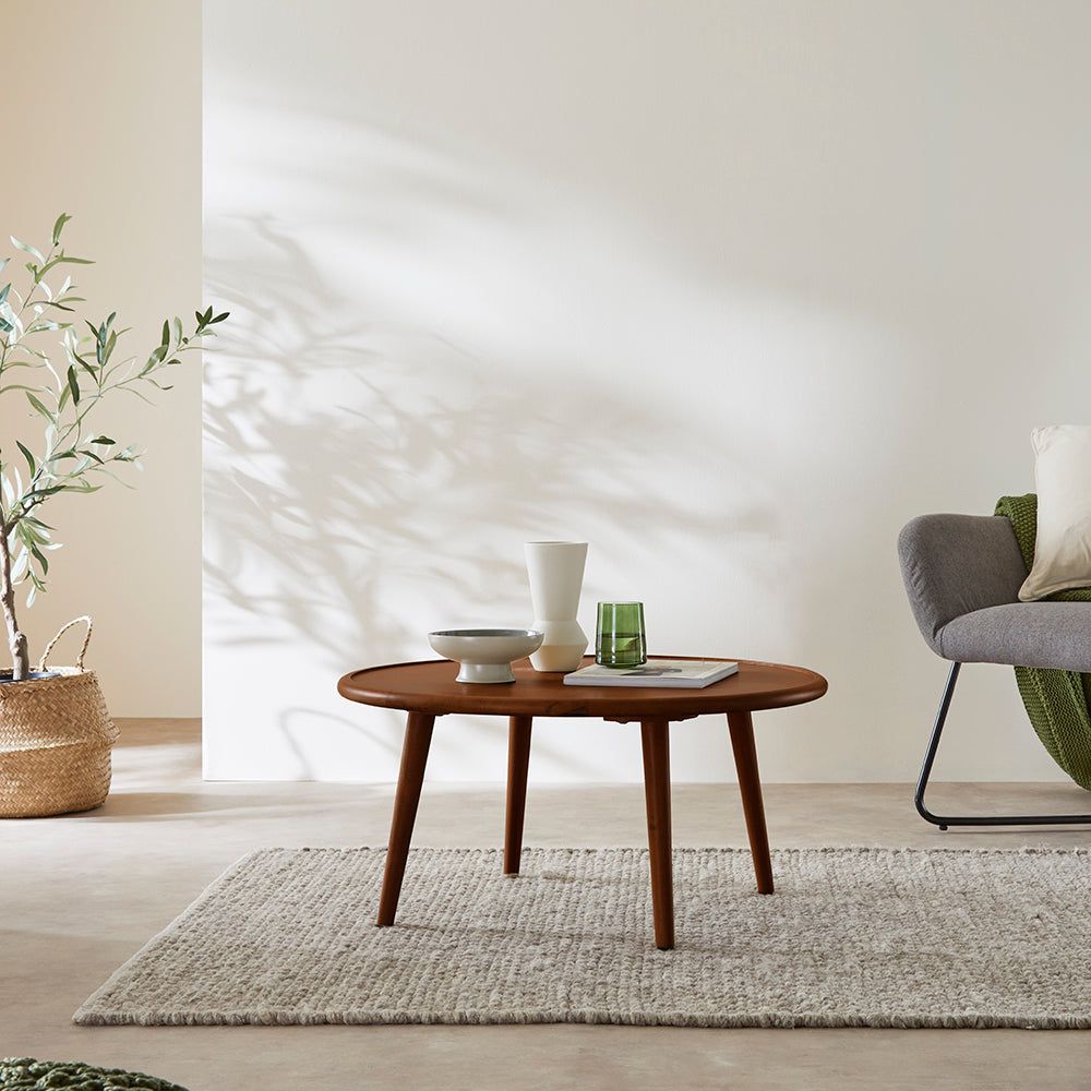 Image of Scandinavian Walnut Round Coffee Table