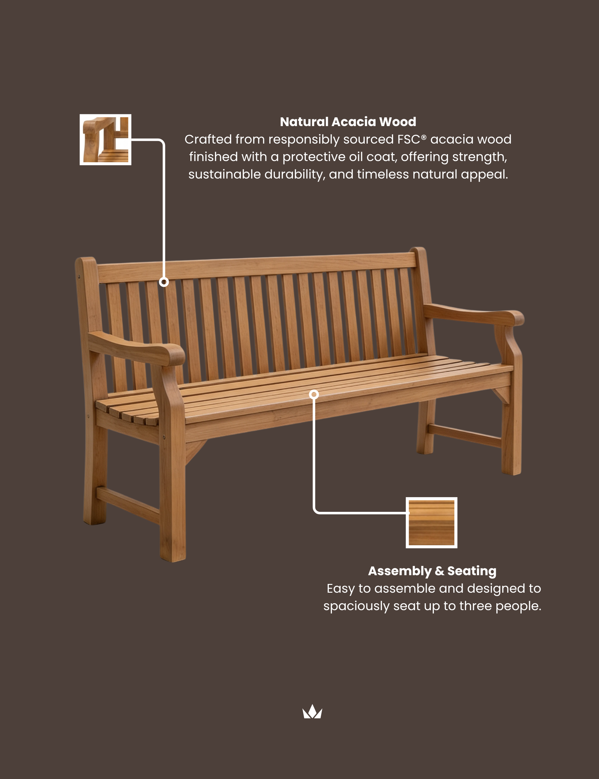 Image of SOFIA Large 3-Seater Bench (180cm)