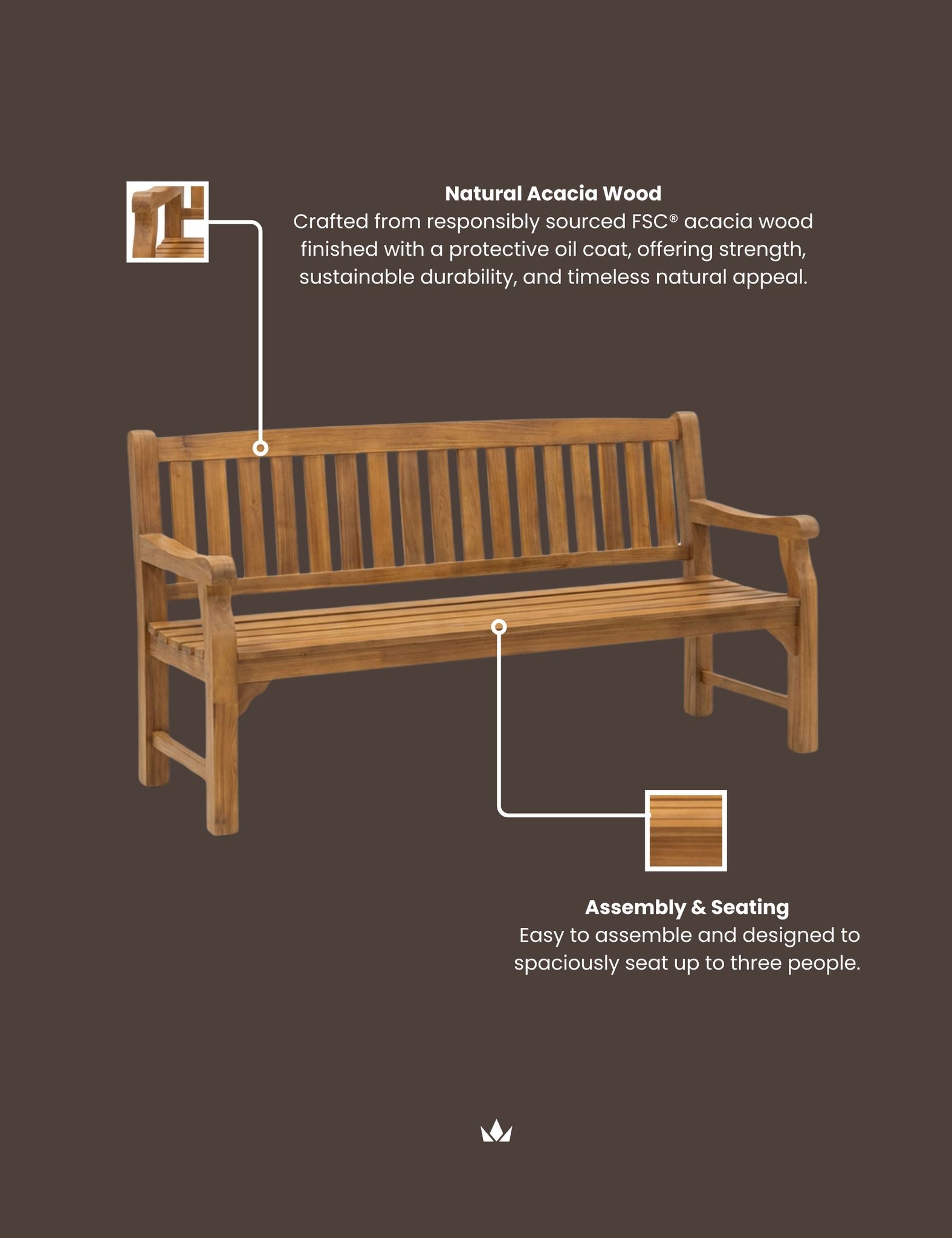 Image of SOFIA Large 3-Seater Bench (180cm)