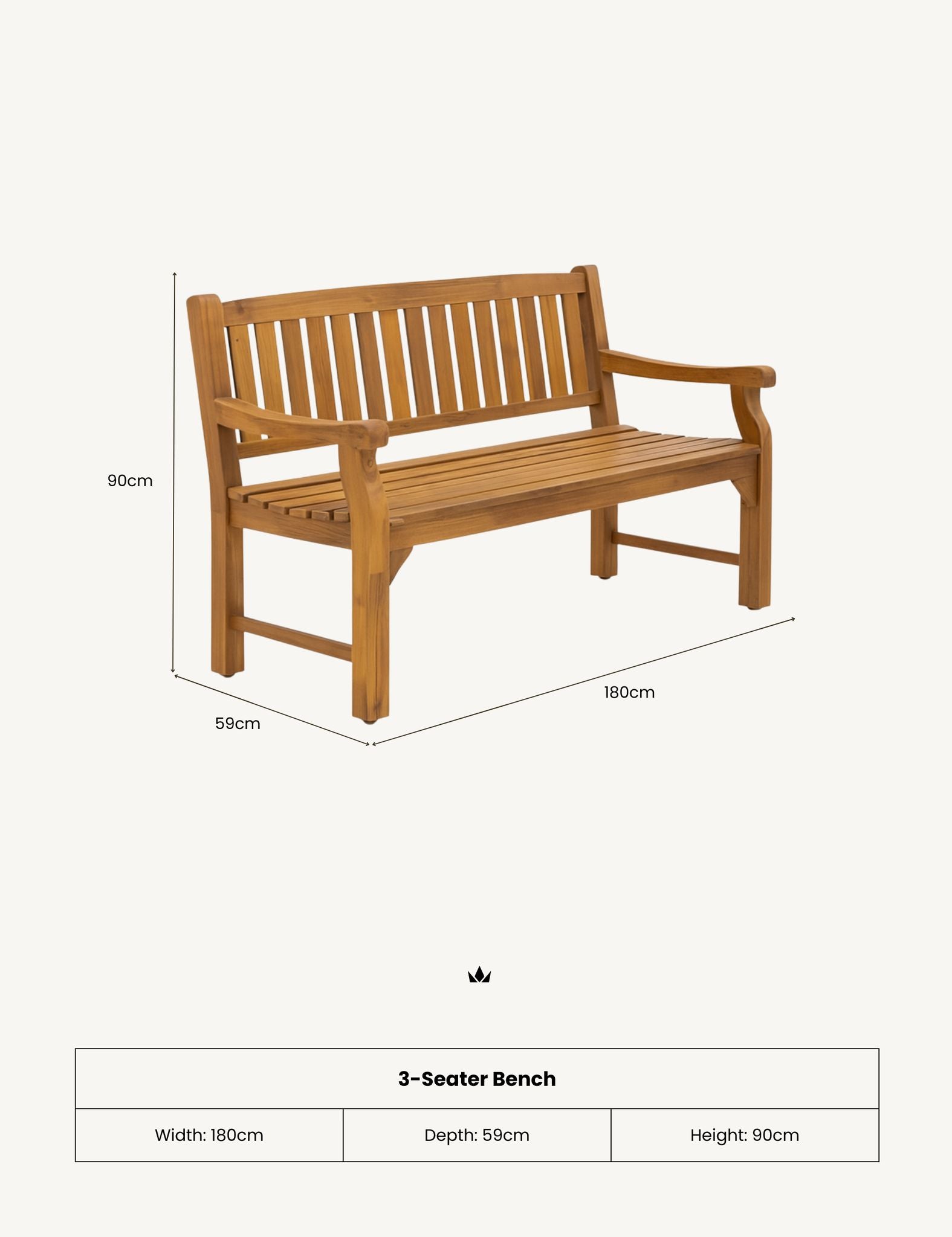 Image of SOFIA Large 3-Seater Bench (180cm)