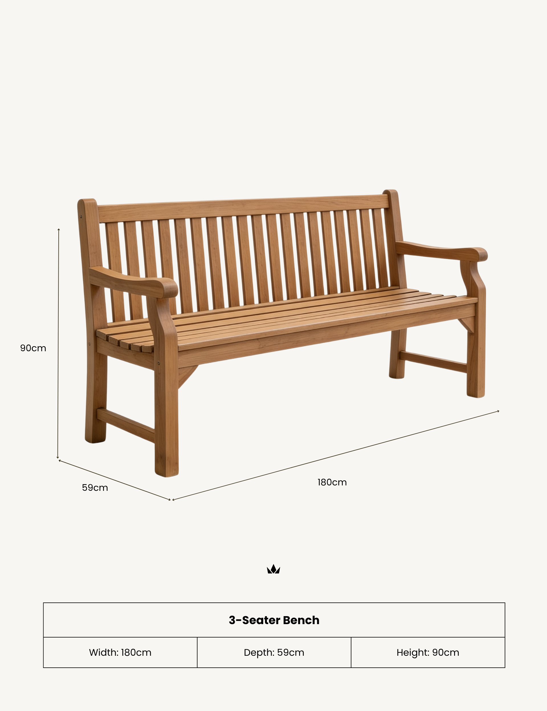 Image of SOFIA Large 3-Seater Bench (180cm)