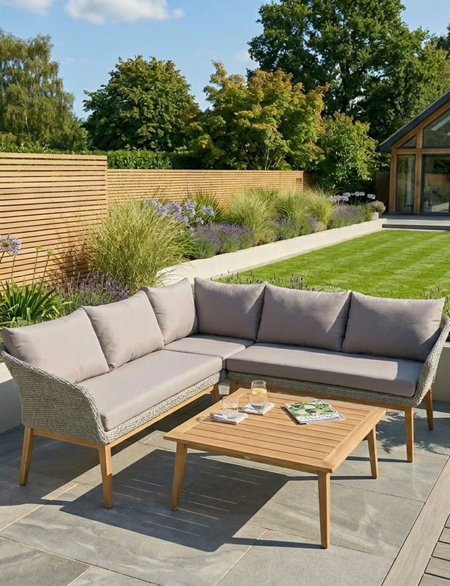 Image of Sol 5 Seater Corner Lounge Set with Square Coffee Table