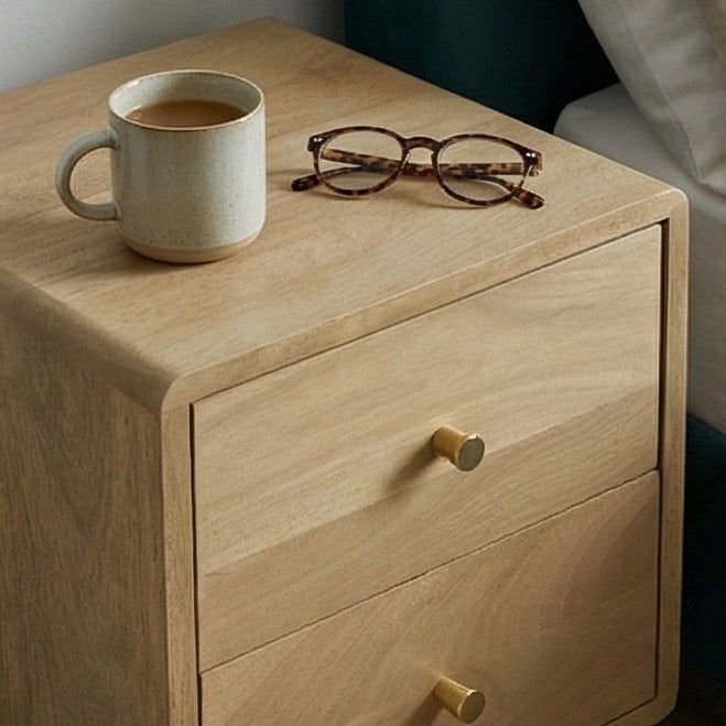 Image of Minimalist Mango Wood Logan Narrow Bedside Table