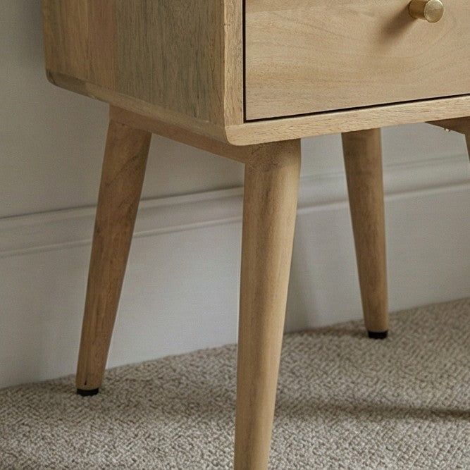 Image of Minimalist Mango Wood Logan Narrow Bedside Table