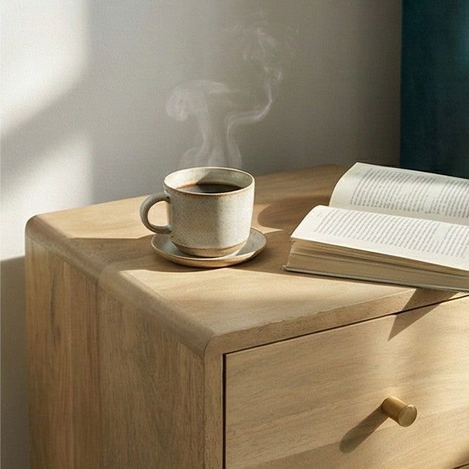 Image of Minimalist Mango Wood Logan Narrow Bedside Table