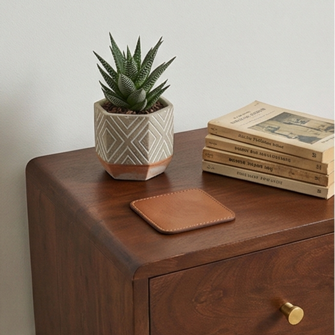 Image of Scandinavian Walnut Logan Narrow Bedside Table