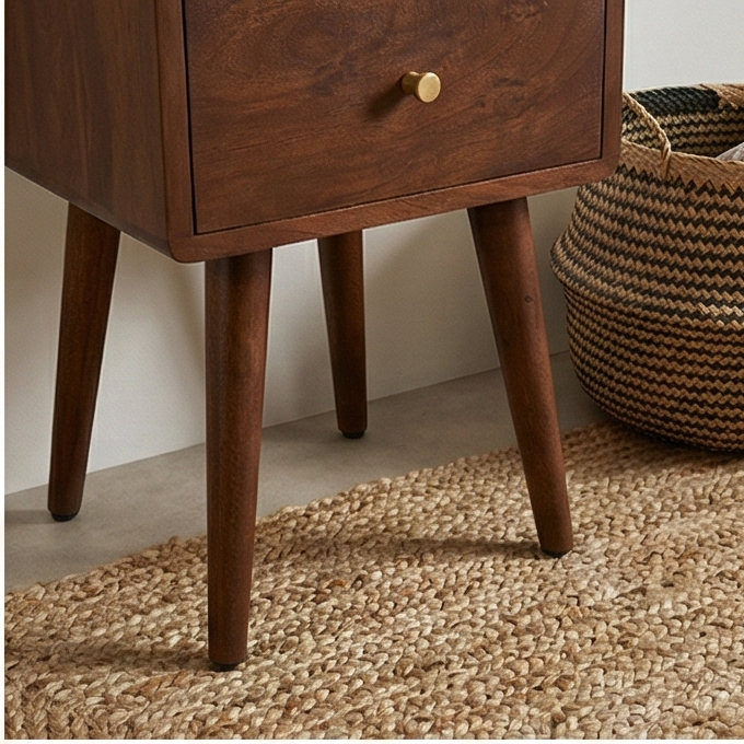 Image of Scandinavian Walnut Logan Narrow Bedside Table