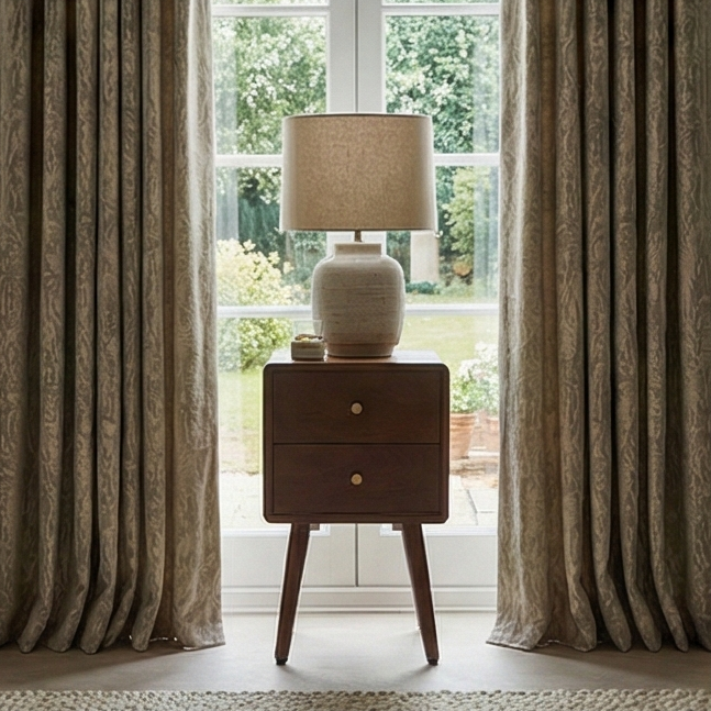 Image of Scandinavian Walnut Logan Narrow Bedside Table