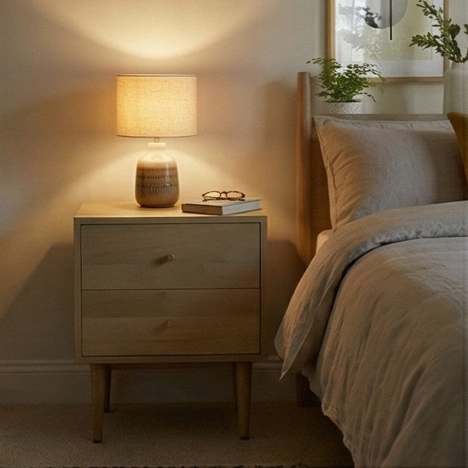 Image of Minimalist Mango Wood Oslo Bedside Table