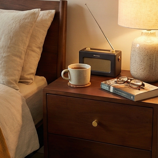 Image of Scandinavian Walnut Oslo Bedside Table