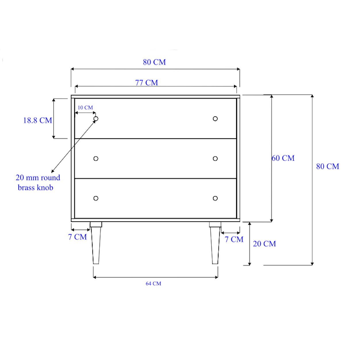 Image of Minimalist Mango Wood Light Oak Oslo Chest of 3 Drawers