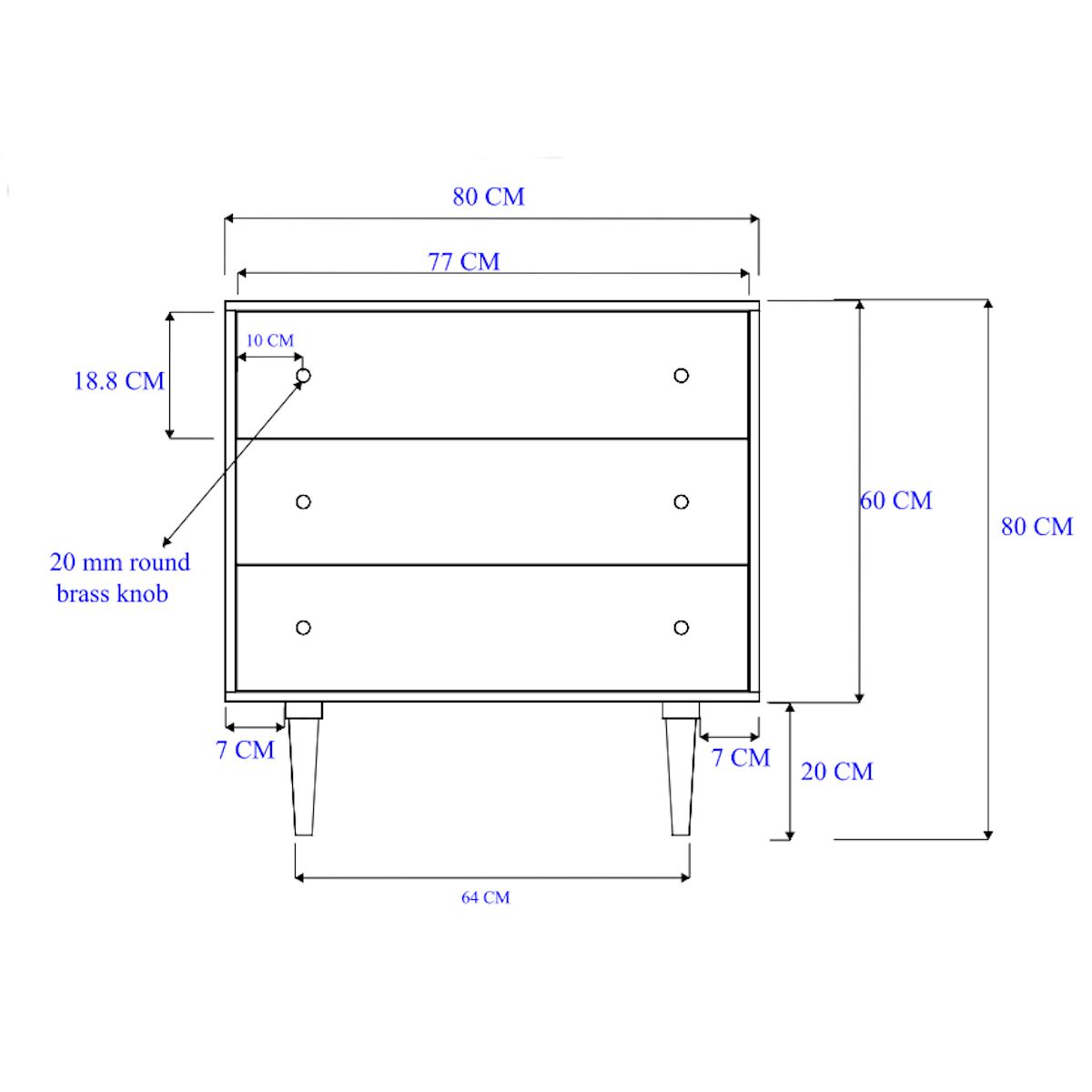 Image of Minimalist Mango Wood Light Oak Oslo Chest of 3 Drawers