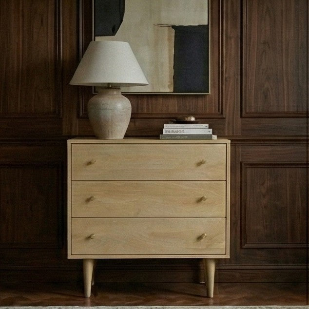 Image of Minimalist Mango Wood Light Oak Oslo Chest of 3 Drawers