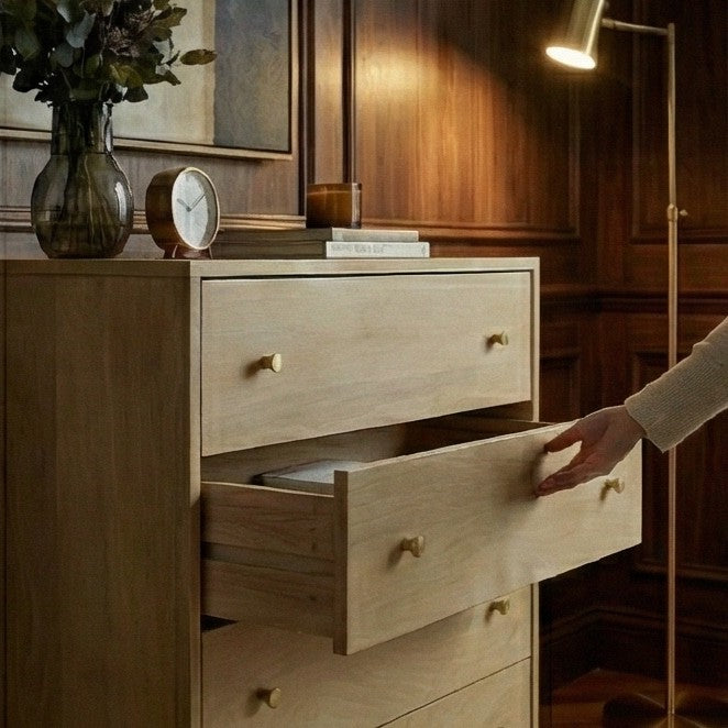 Image of Minimalist Mango Wood Light Oak Oslo Chest of 3 Drawers