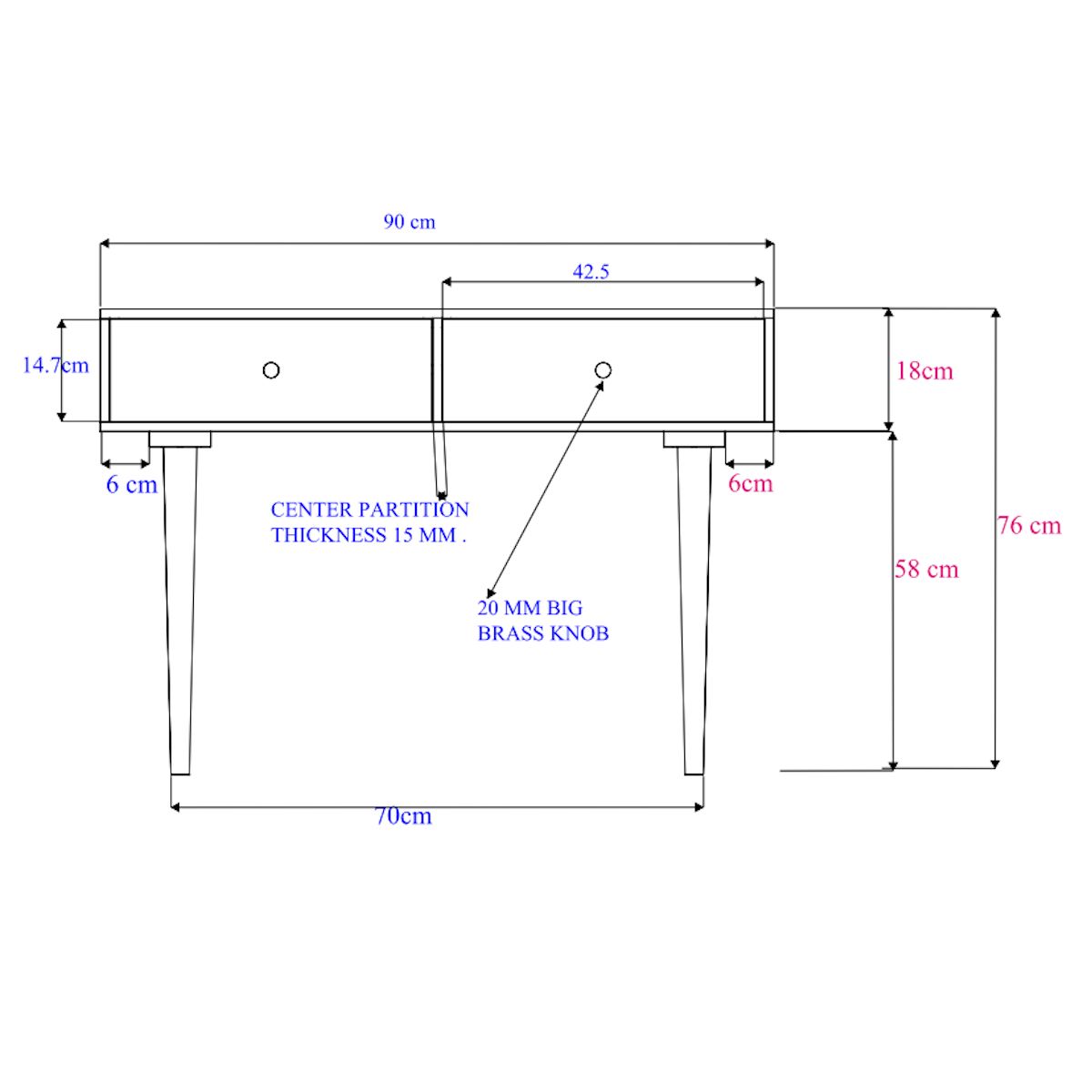 Image of Minimalist Mango Oslo Console, Dressing Table, and Desk