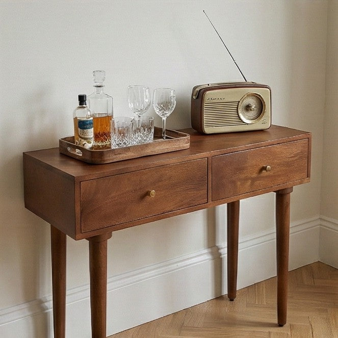 Image of Scandinavian Walnut Oslo Console, Dressing Table, and Desk