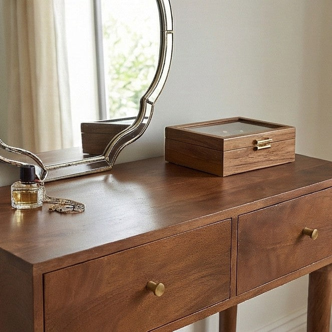 Image of Scandinavian Walnut Oslo Console, Dressing Table, and Desk