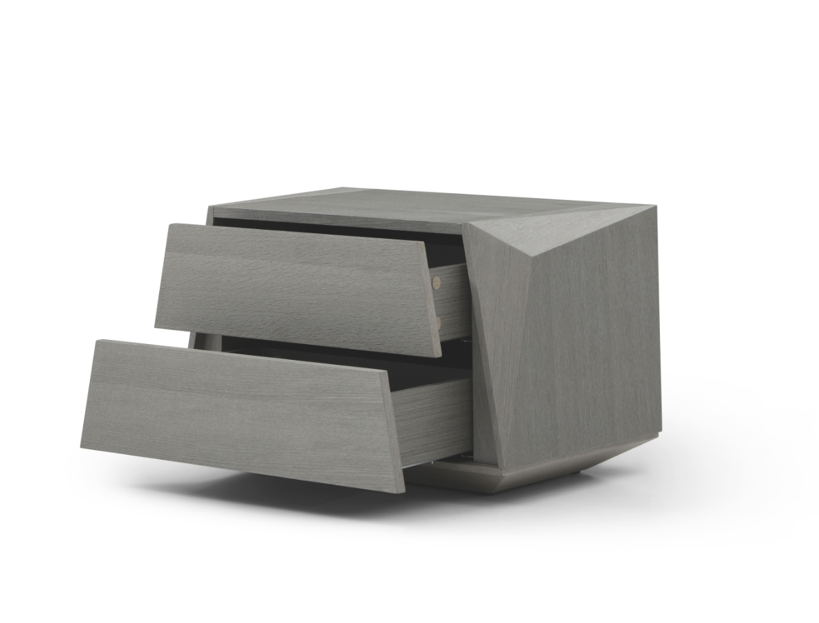 Image of Madon Wide Bedside Table 700mm - Dark Grey Oak