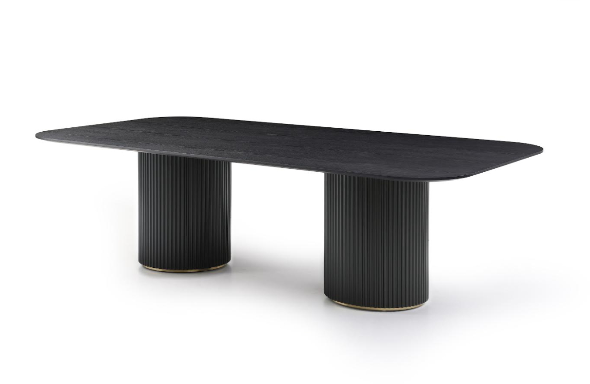 Image of Lantine 280 Dining Table - Black Oak & Brass