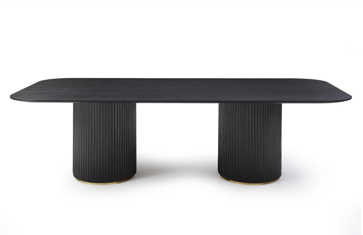 Image of Lantine 280 Dining Table - Black Oak & Brass