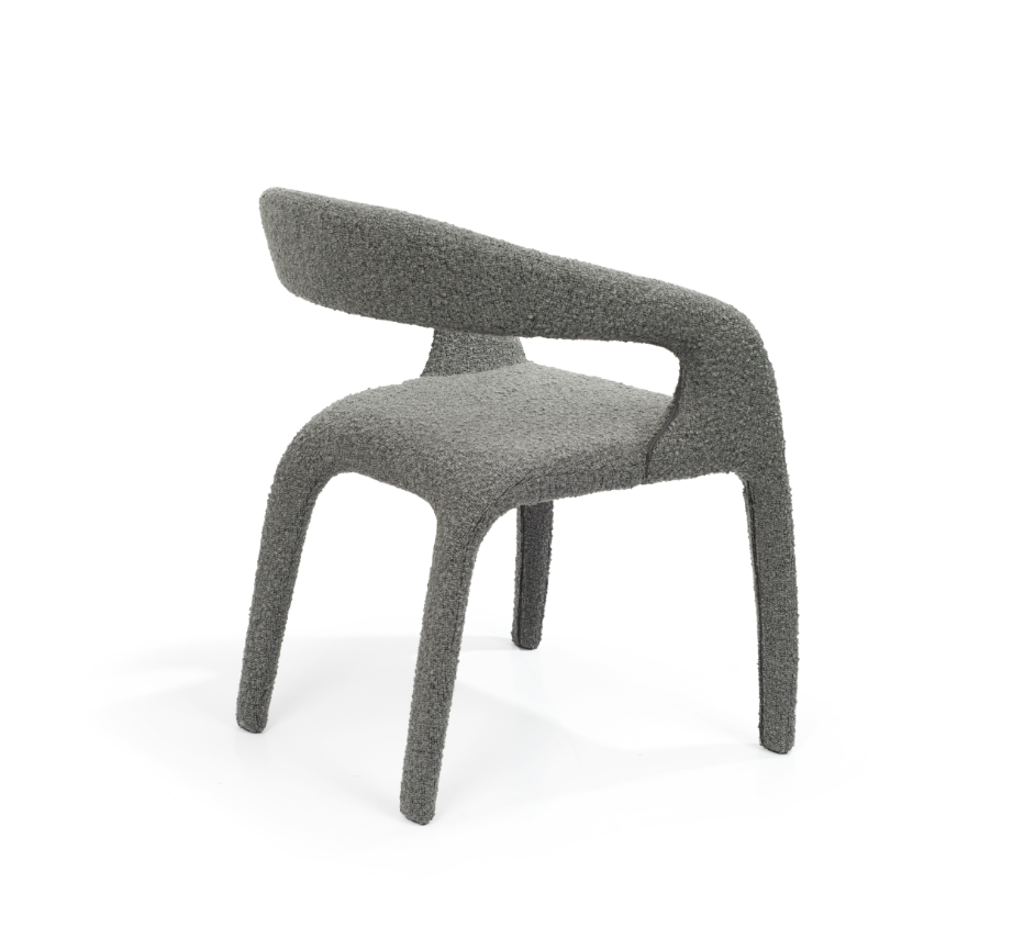 Image of Escada Dining Chair - Chex Bouclé Charcoal