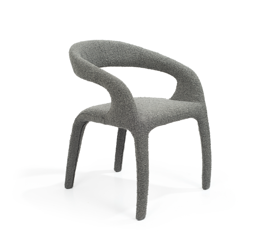 Image of Escada Dining Chair - Chex Bouclé Charcoal