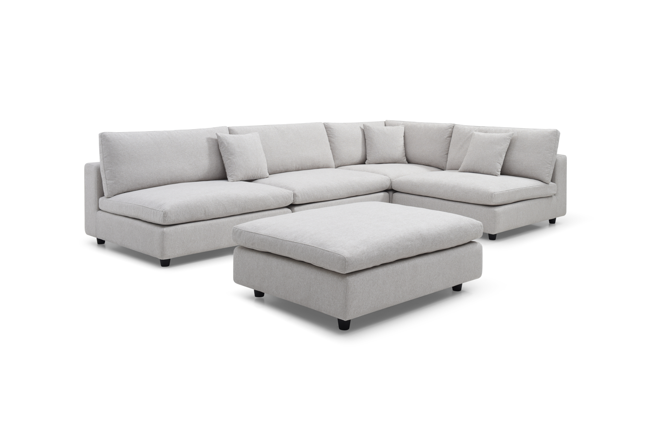 Image of Blanco 5 Piece Modular Sofa - Avery Velour Cream