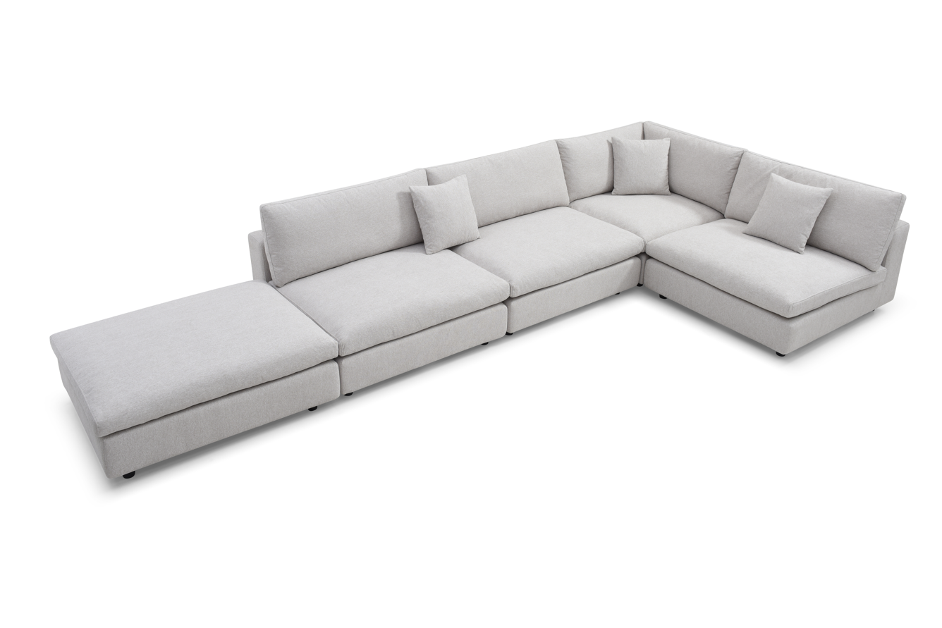 Image of Blanco 5 Piece Modular Sofa - Avery Velour Cream