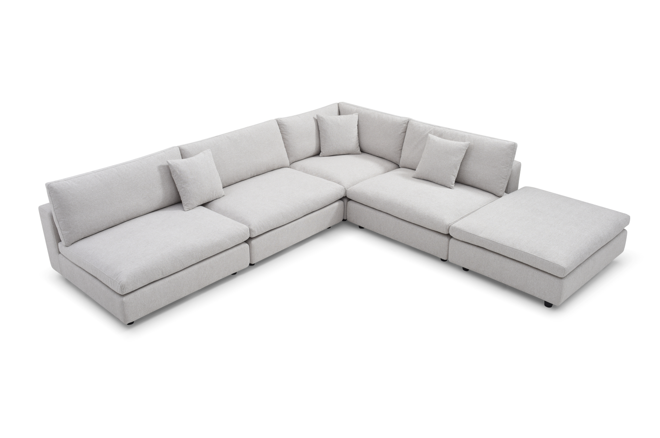 Image of Blanco 5 Piece Modular Sofa - Avery Velour Cream