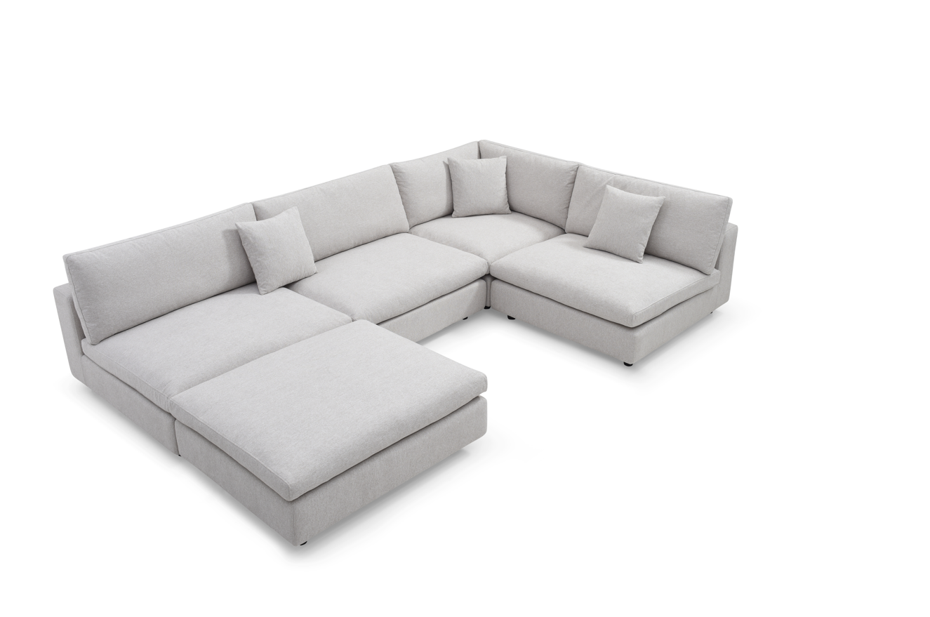 Image of Blanco 5 Piece Modular Sofa - Avery Velour Cream