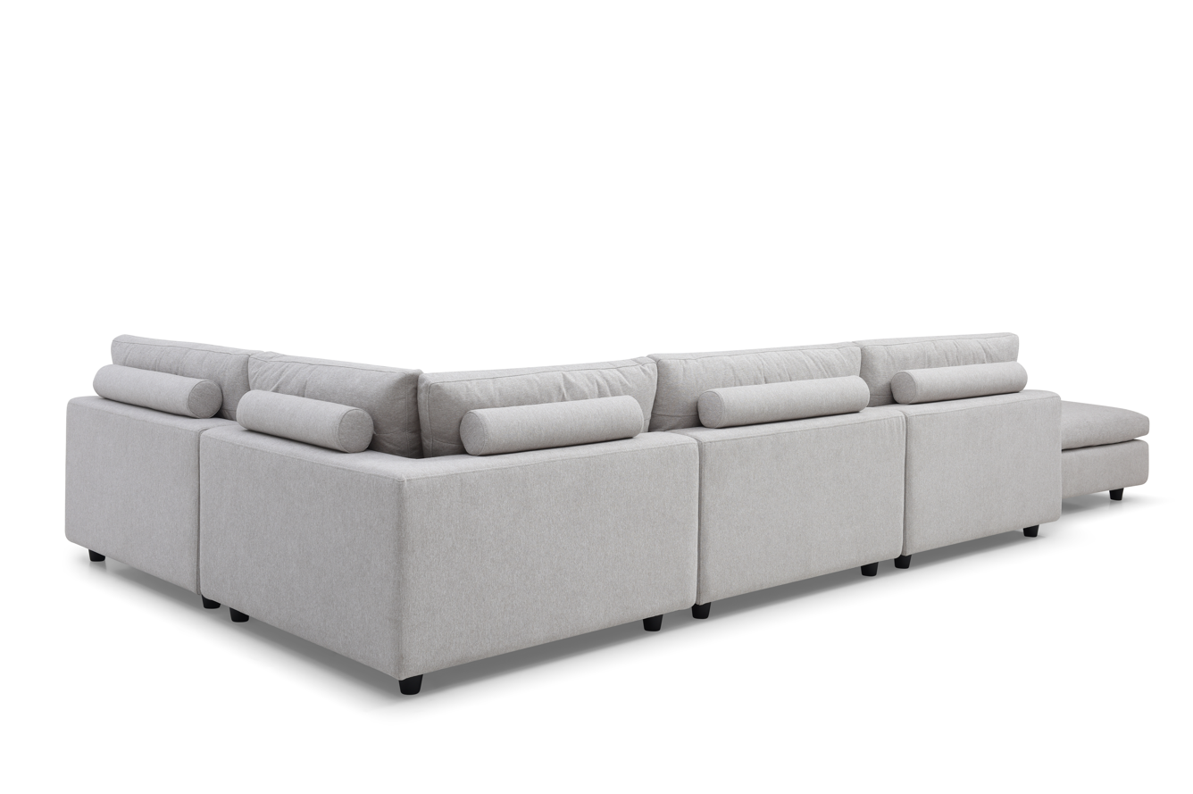 Image of Blanco 5 Piece Modular Sofa - Avery Velour Cream
