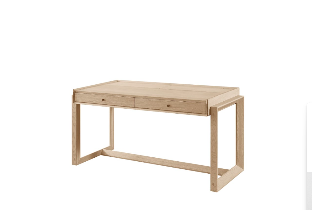Image of Offset Solid Oak Desk - Natural
