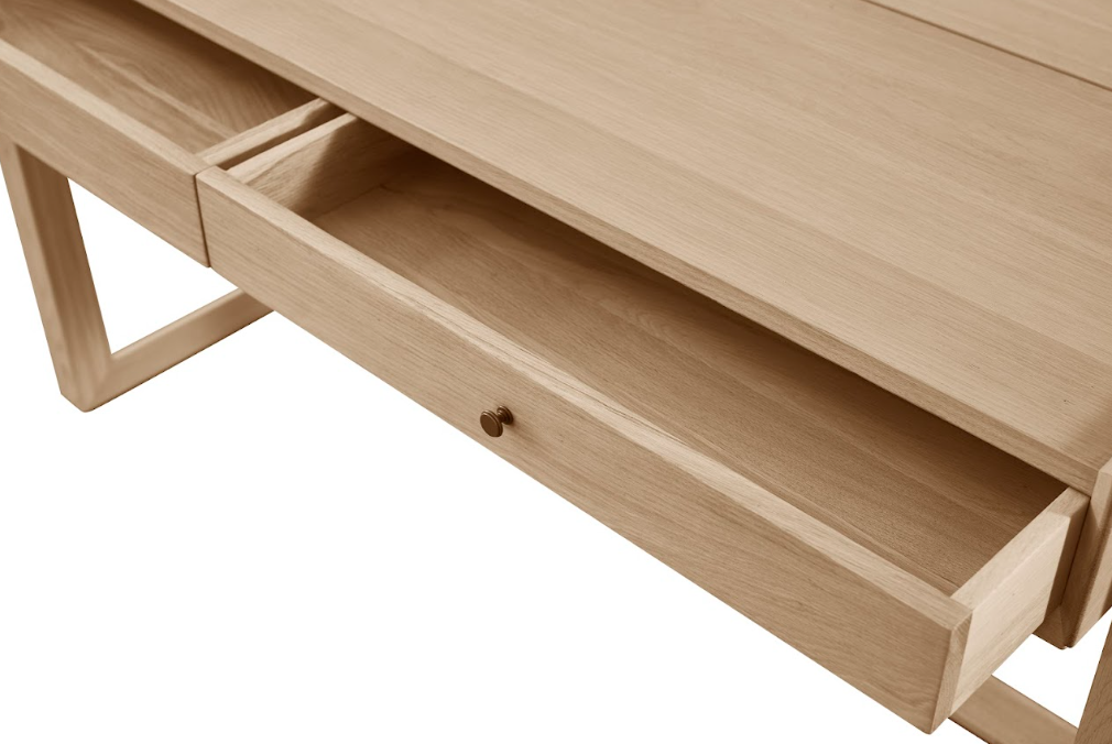 Image of Offset Solid Oak Desk - Natural