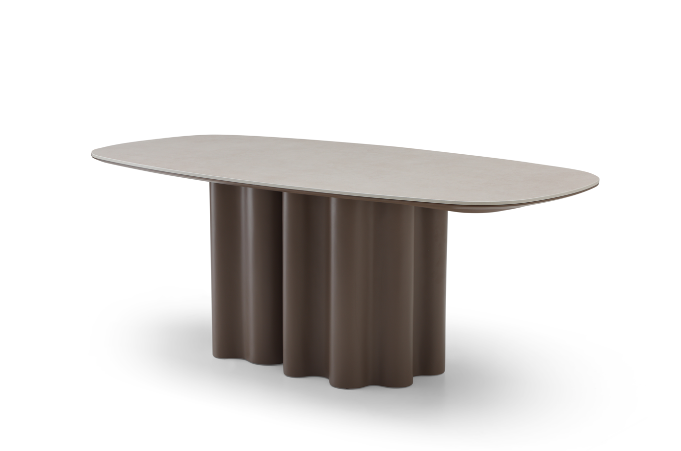 Image of Moon Dining Table - 200 - Cocoa & Cream Ceramic
