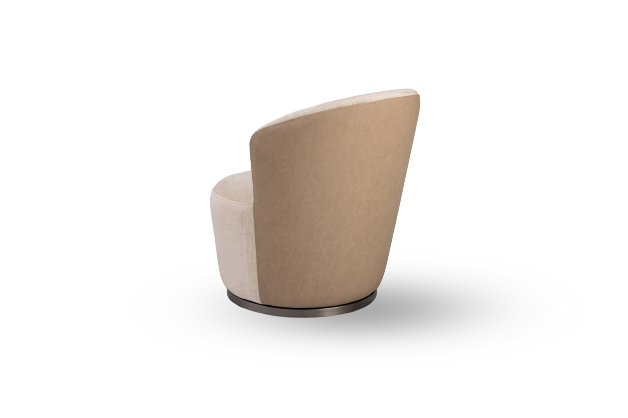 Image of Derry Swivel Chair - Bella Velour Cream & Taupe