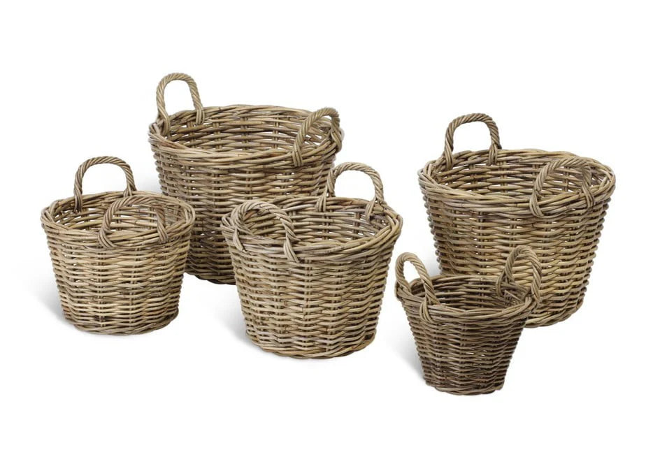 Set of 5 Rattan Log Baskets