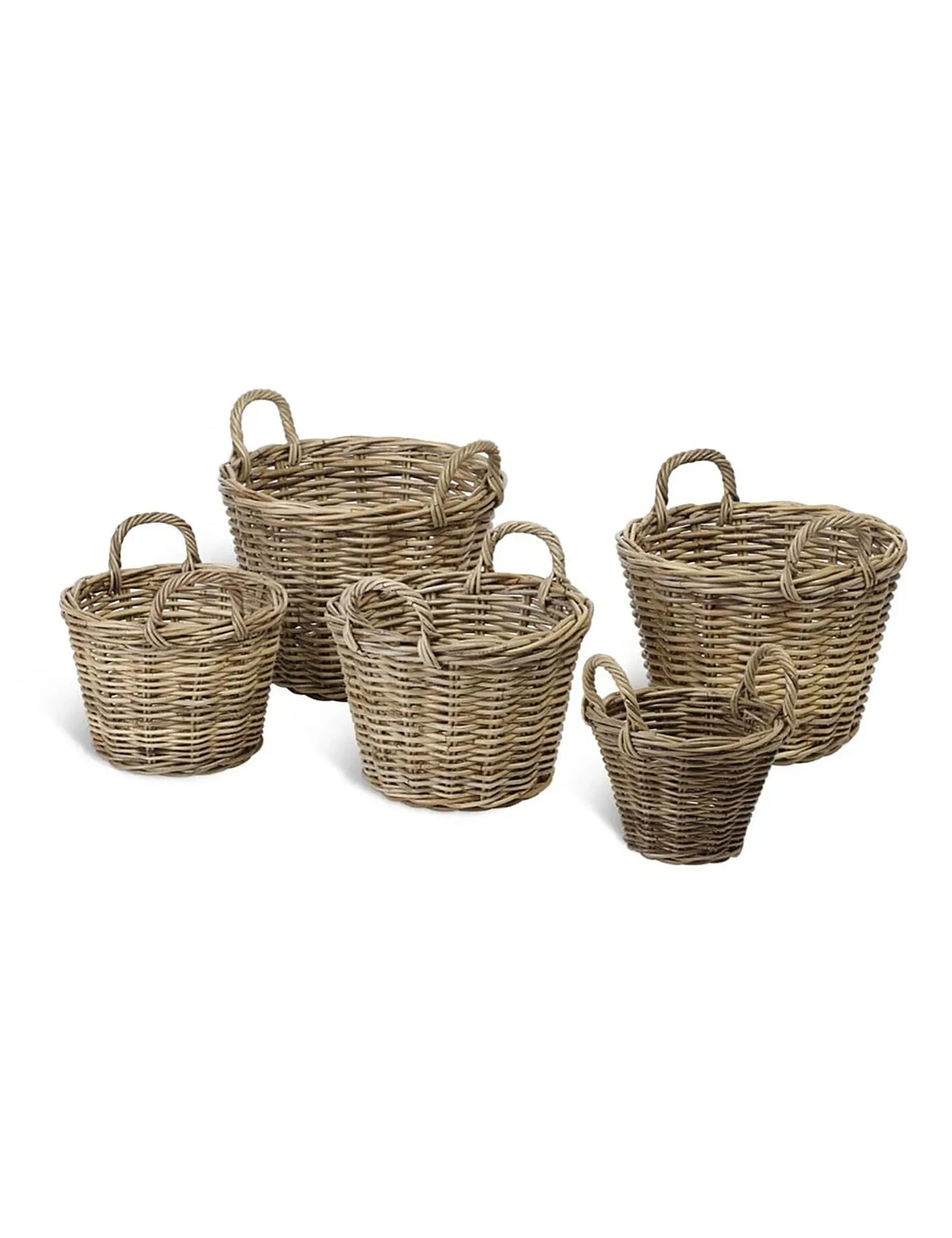 Set of 5 Rattan Log Baskets