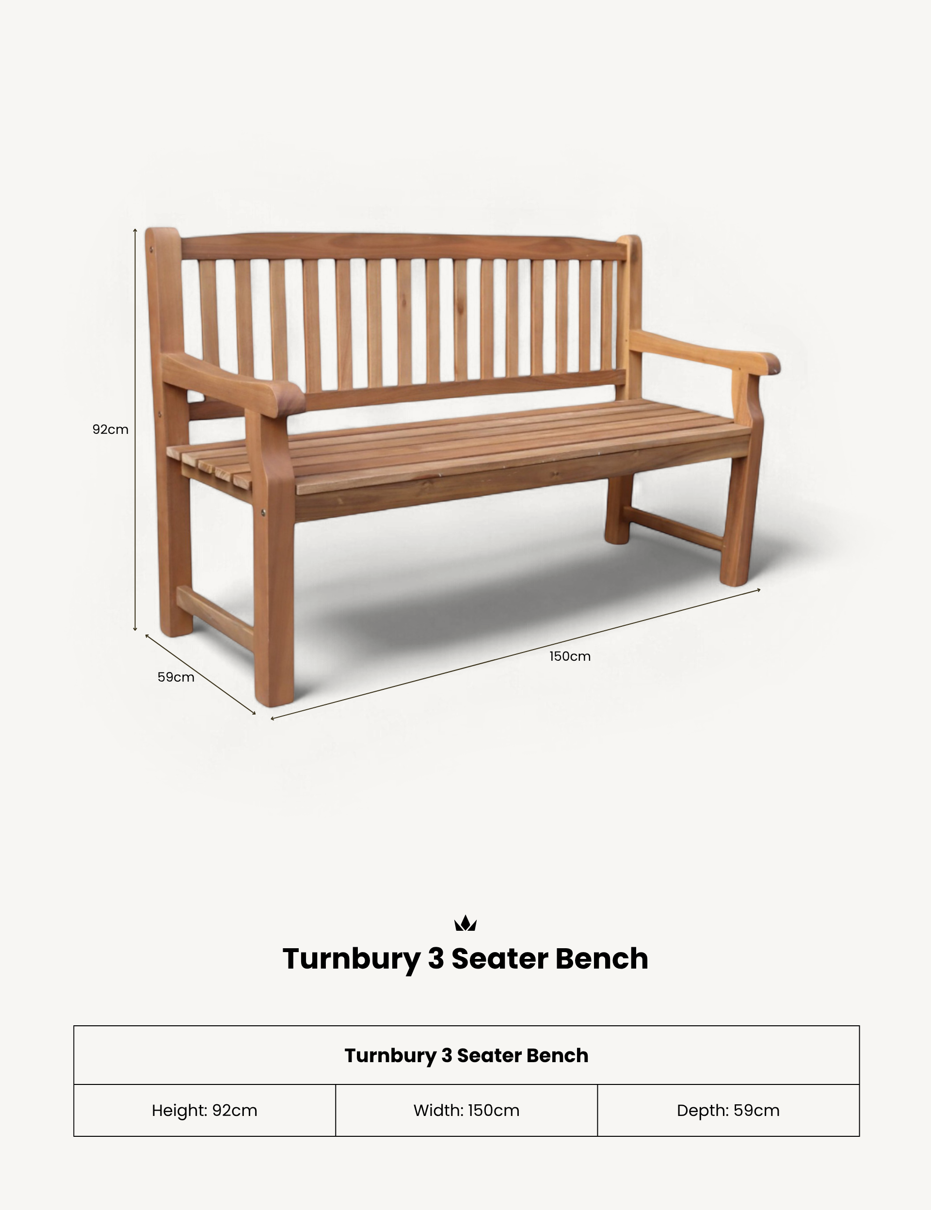 Turnbury 3 Seater Bench
