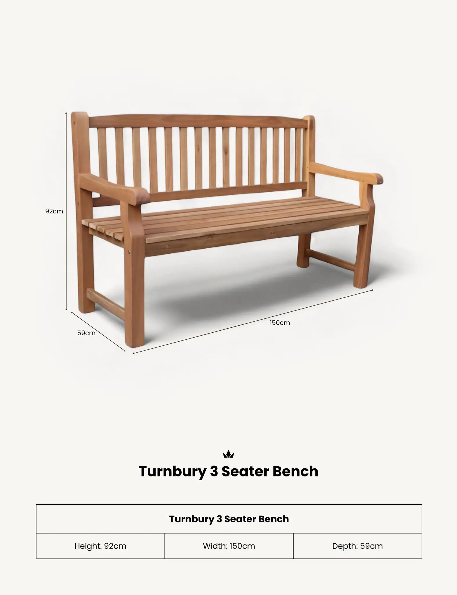 Image of Turnbury 3 Seater Bench